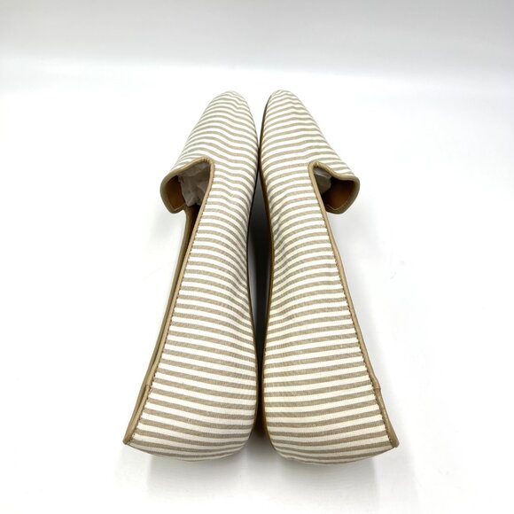Talbots Womens Size 8 Tan White Beige Stripe Slip On Flats Loafers Shoes - Picture 8 of 12